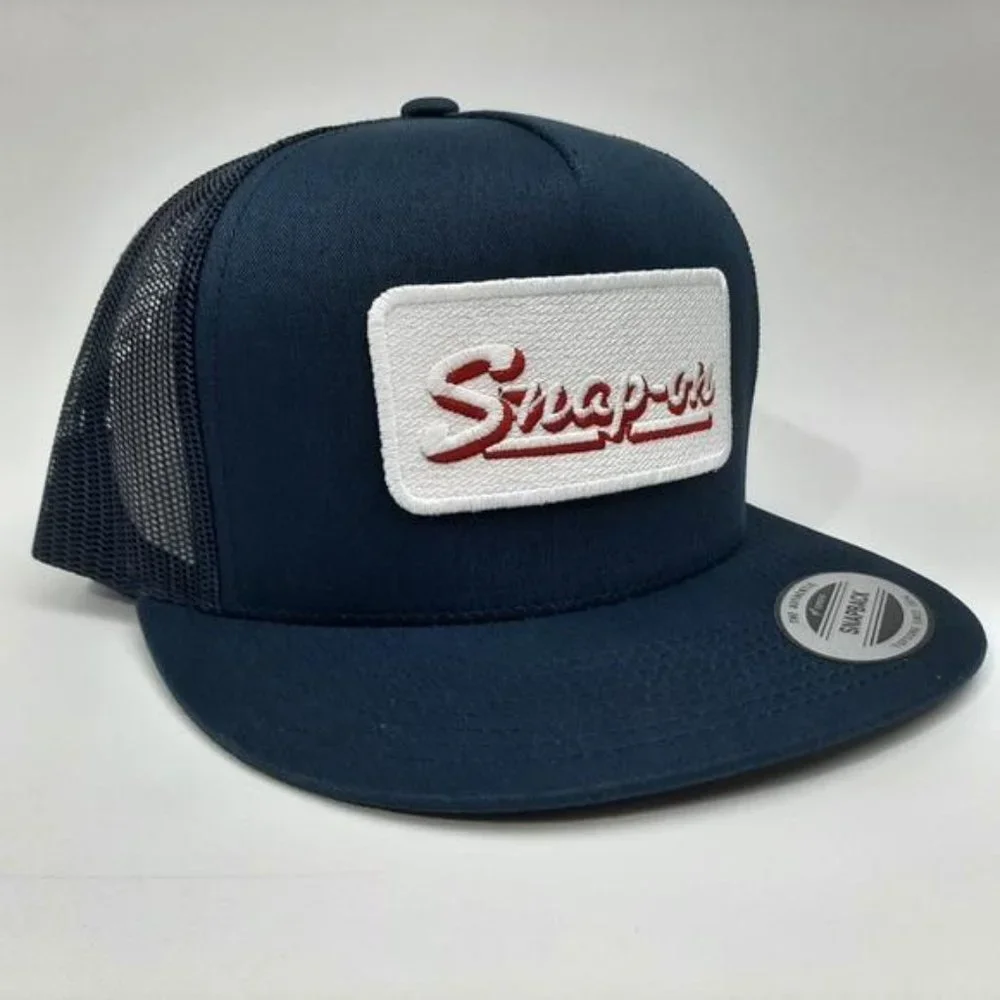 Snap-On Tools Embroidered Patch Flat Bill Mesh Snapback Hat Cap Navy Blu Mechani - Picture 4 of 4